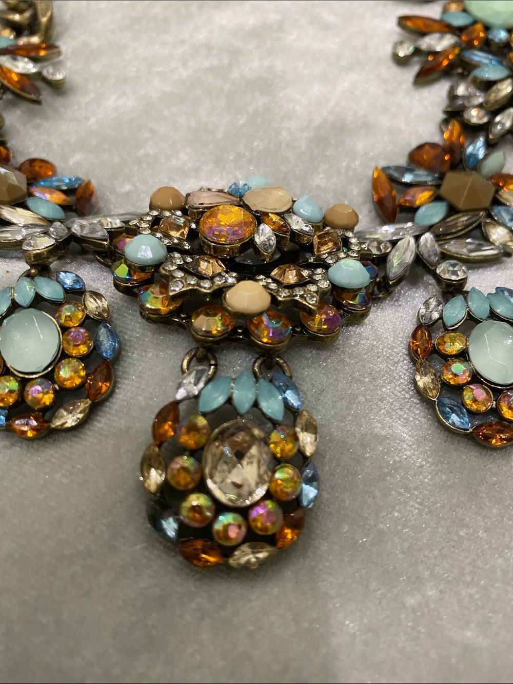 Joan Rivers Multi-Color Crystal Floral Bib Necklace with Aqua and Amber Accents - Picture 4 of 6